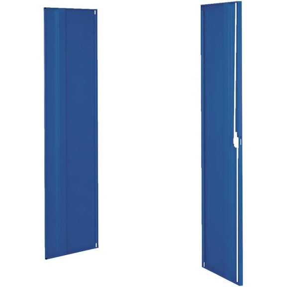 Skříň RasterPlan s&nbsp;drážkovým panelem model 52, dveř. z pln. plechu RAL 7035/5010 - Skříň se štěrbinovými panely s&nbsp;plnými plechovými dveřmi