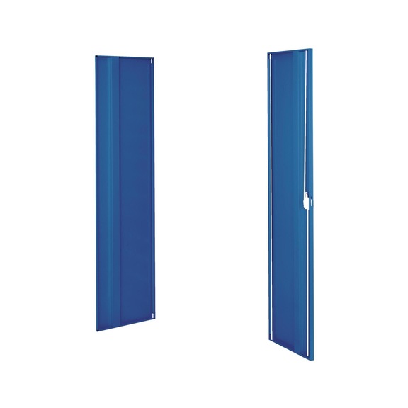 Skříň RasterPlan s&nbsp;drážkovým panelem model 51, dveř. z pln. plechu RAL 7035/5010 - Skříň se štěrbinovými panely s&nbsp;plnými plechovými dveřmi