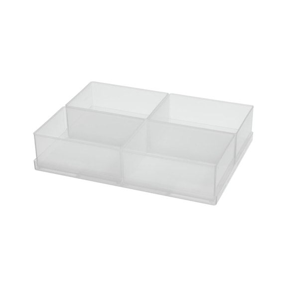Juego cajas RAACO A7-1 f. cajones, portaherramientas: 4 cajas trans 47x79x109&nbsp;mm - Set de organizador