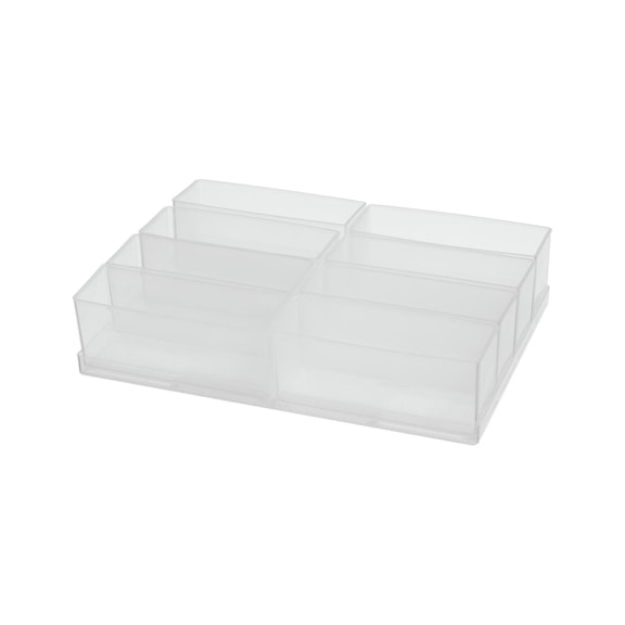 Juego cajas RAACO A9-2 f. cajones/portaherramientas: 8 cajas trans 47x39x109&nbsp;mm - Set de organizador