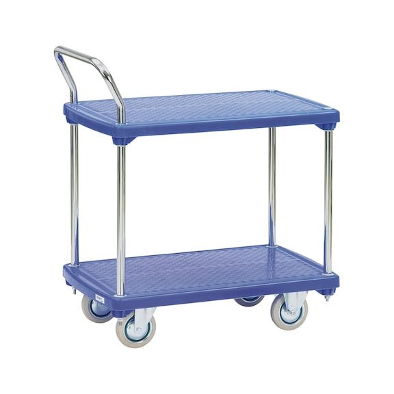 Table trolley with 2 plastic loading surfaces