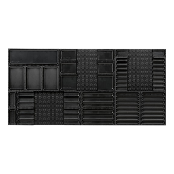 Sist. organ. 25 unidades alfombrilla AnxF 888 x 432 mm, cajas 24 mm altura - Sistema de organización de 25 unidades de 888 x 432 mm