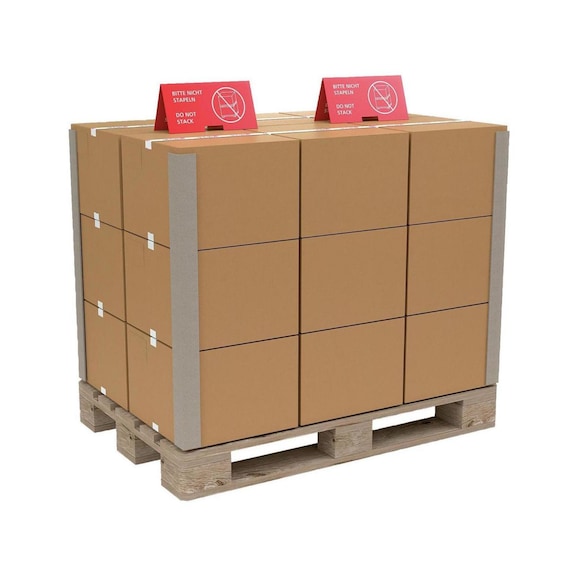 Pallet stacking prevention red sheet with 3 pieces - Stacking protection stand-up display