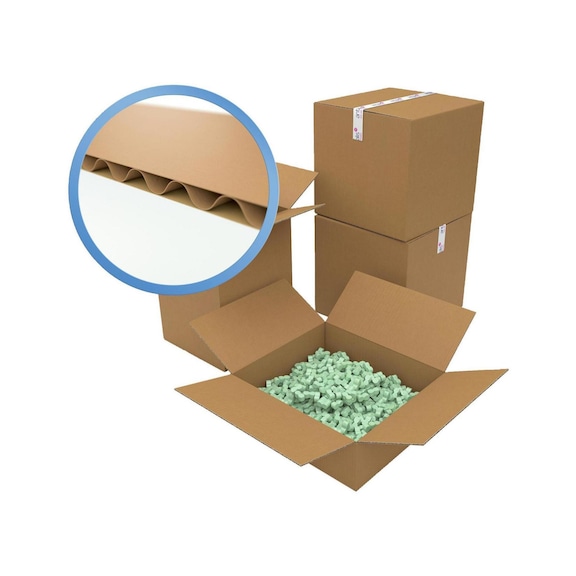 Folding box, corr. cardboard 385x285x200 mm, glued 1 layer, 1.30 C, 60 pieces - Folding cardboard boxes from corrugated cardboard