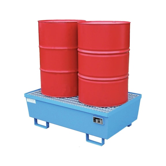 Izgaralı toplama kabı UxGxY 120 x 800 x 415 mm RAL 5012 açık mavi - 200 litrelik variller için toplama kabı