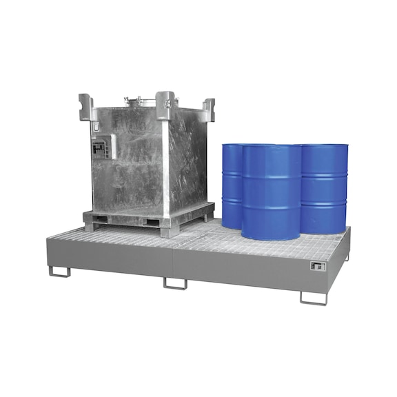 2xIBC/10x200 litrelik varil için çelik toplama kabı UxGxY 2690 x 1650 x 375 mm - IBC konteynerler için toplama kabı