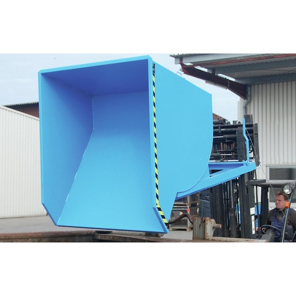 Devirmeli konteyner, kapasite 0,75 m³, UxGxY 1760x820x1270 mm - Yuvarlanma mekanizmasıyla devirmeli varil, ağır iri malzemeler için