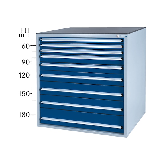 Drawer cabinet system 800 B with 9 SOFT-CLOSE drawers
