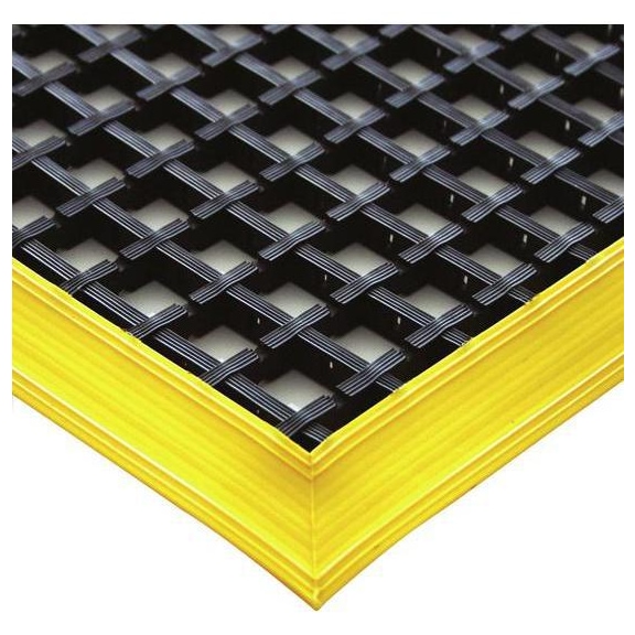Yorgunluk önleyici mat, U x G 1500 x 1000 mm, siyah/sarı renk - PVC'den yapılmış iş matları