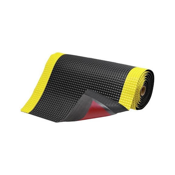 Alfombra antifatiga con RedStop 910 mm x metro lineal, color negro/amarillo - Esteras para el puesto de trabajo de PVC, fabricadas a petición