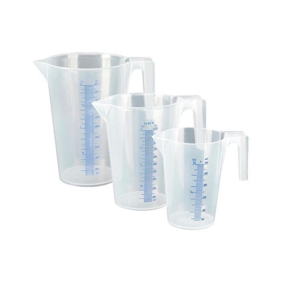 PRESSOL 量杯套件为 PP 材质，3 件、透明、带刻度 - 成套量杯，3 件