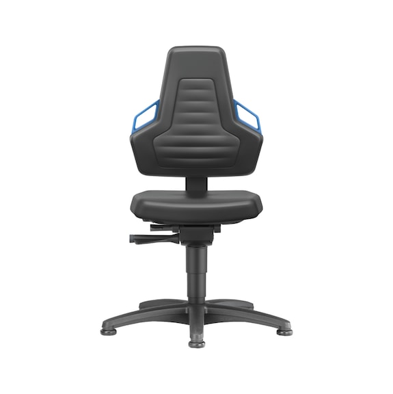 Cojines cuero sintético para sillas trabajo BIMOS Nexxit base patín, asas azules - NEXXIT swivel work chair with glide runners