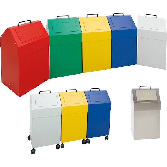 Recyc. mat. coll. bin 45l station. sign.yell. HxWxD 640x330x310mm capacity 45l - Recyclable materials collection bin made of zinc-plated sheet steel
