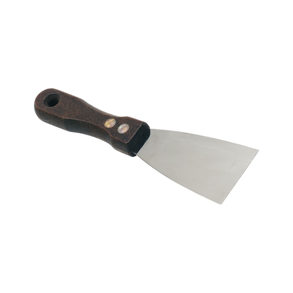 ahşap tutma saplı paslanmaz çelik spatula, 50 mm genişlik - paslanmaz çelik levhayla profesyonel dekoratör sıyırma bıçağı