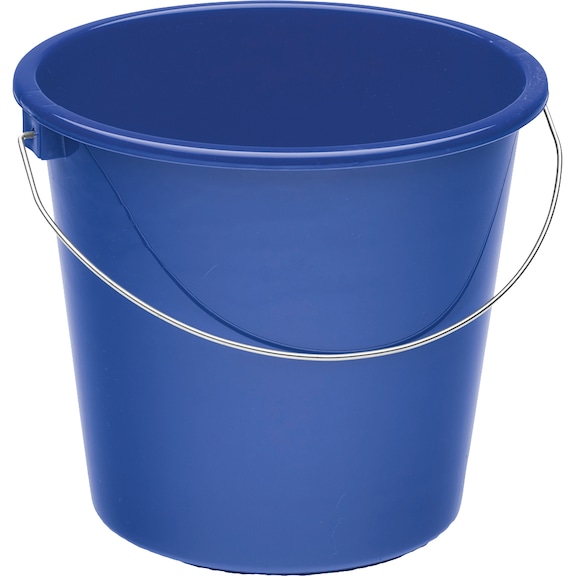 Waste bin made of plastic with metal handle