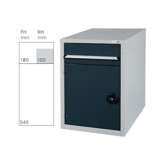 HK GK 1 aláépíthető szekrény, RAL 7035/7016 - Munkapad aláépíthető szekrény 1 fiókkal és 1 ajtóval