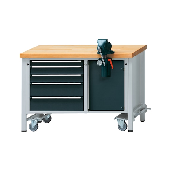 Assembly workbench series V, with lowerable transport unit