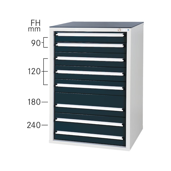 Système d'armoire à tiroirs 550 S avec 7 tiroirs SOFT-CLOSE