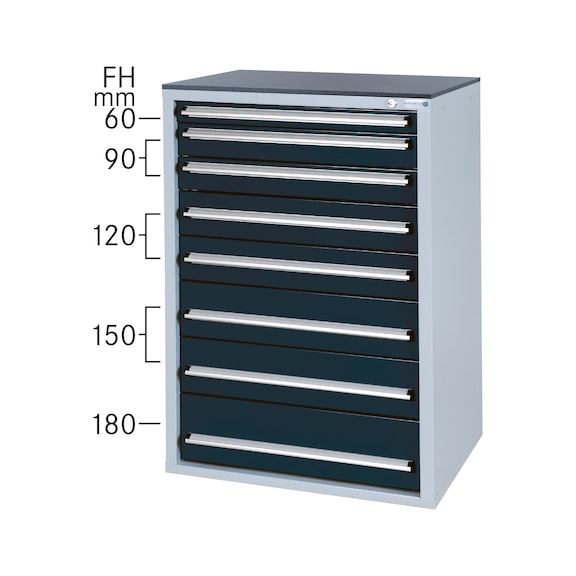 Système d'armoire à tiroirs 550 S avec 8 tiroirs