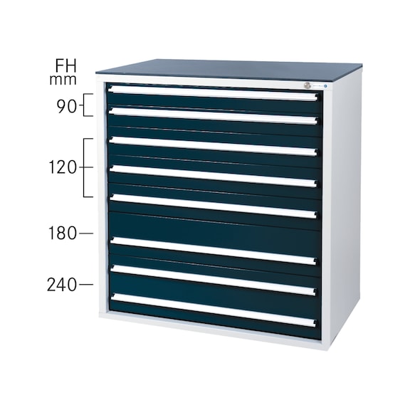 Drawer cabinet system 550 B with 7 drawers