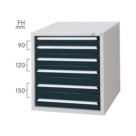 Système d'armoire à outils HK 700 S, mod.&nbsp;24/6 certifié&nbsp;GS, RAL&nbsp;7035/RAL&nbsp;7016 - Système d'armoire à tiroirs 700 S avec 6 tiroirs
