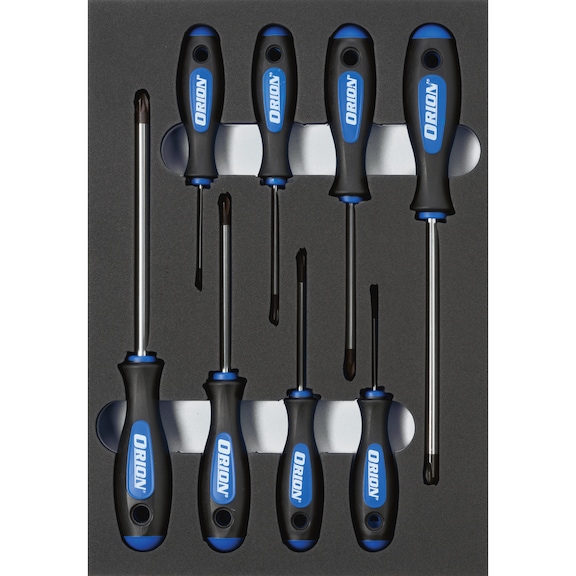 hard foam insert equipped with tools, Phillips screwdriver set