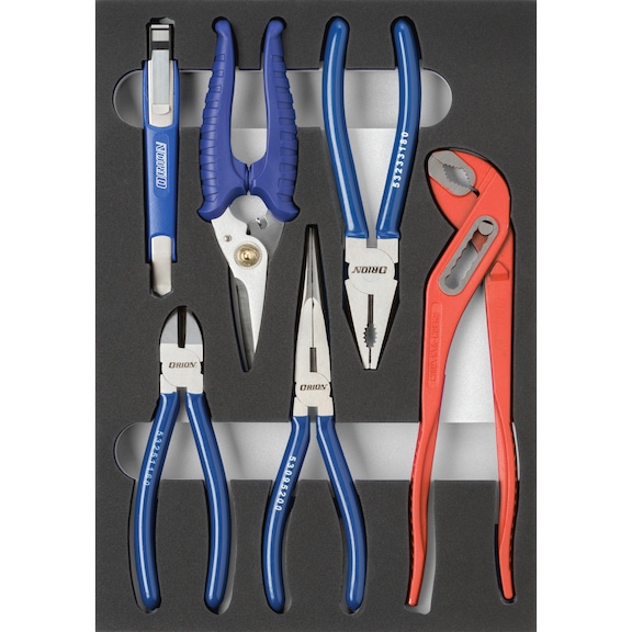 hard foam insert equipped with tools, pliers set