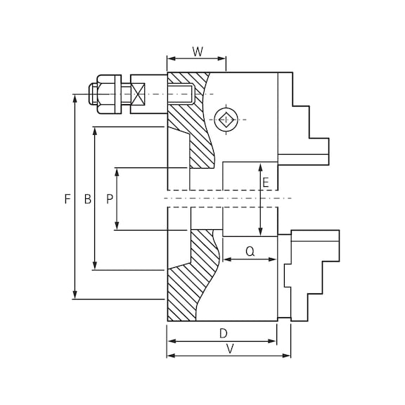 Plato de torno de tres garras ZS, portabrocas espiral plano conforme a la norma DIN ISO 702-3 - 2
