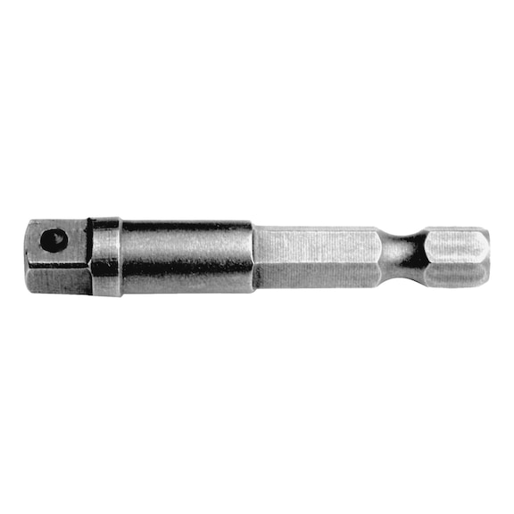 ASW koppelstuk, 1/4 inch zeskant op 1/4 inch vierkant, 50 mm lang - gereedschapsschacht/koppelstuk