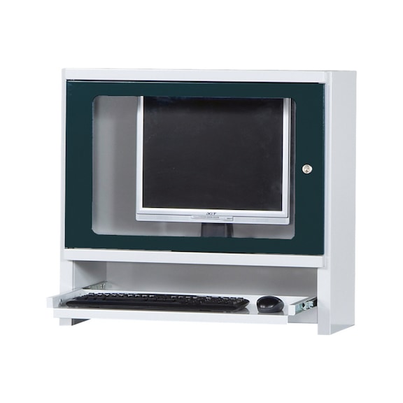 HK monitorház, max. 26"-es síkképernyőkhöz, MxSzxMé 690x772x320&nbsp;mm RAL 7035/7016 - Monitorház 26" méretű síkképernyők részére