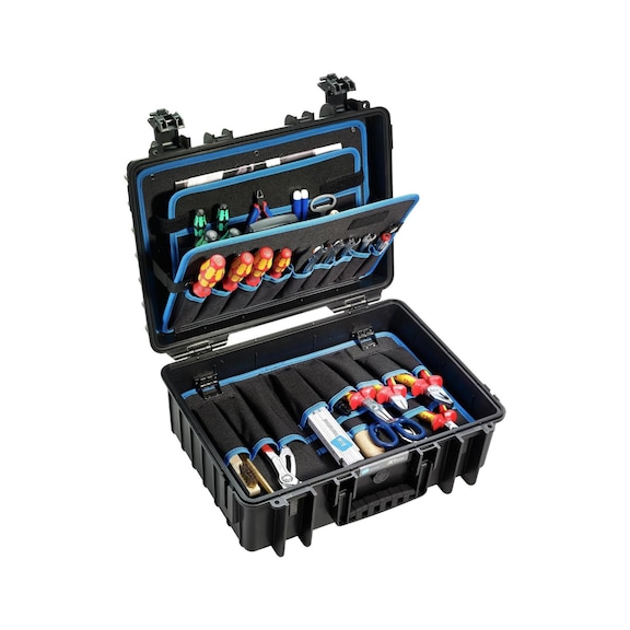 Tool case made of highly stable polypropylene with carrying handle