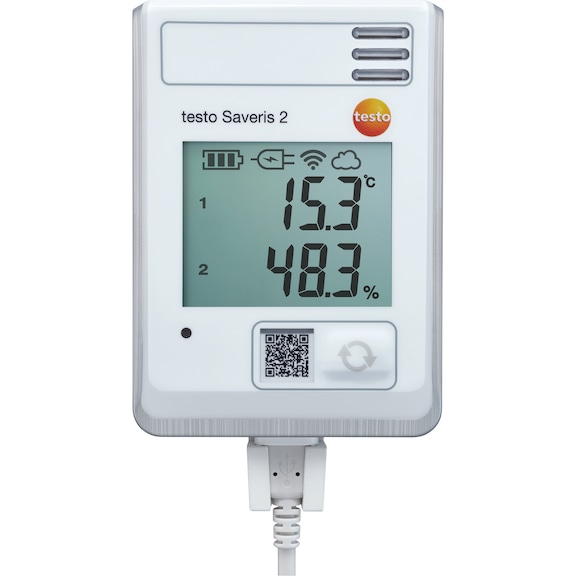 TESTO Saveris 2-H1 wireless datalogger with display measuring rng -30 to +50 deg - Wireless datalogger with integrated temperature and humidity sensor
