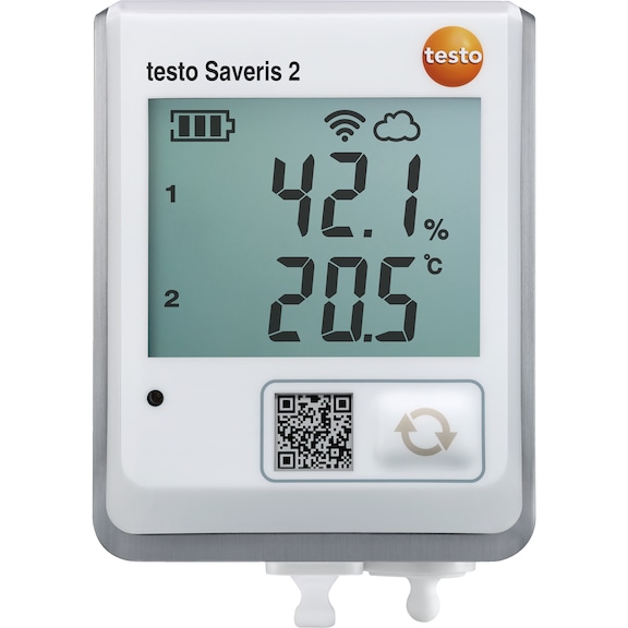 TESTO Saveris 2-H2 Funk-Datenlogger mit Display Messbereich -30 bis +50 Grad - Funk-Datenlogger anschließbarem Temperatur- und Feuchtefühler