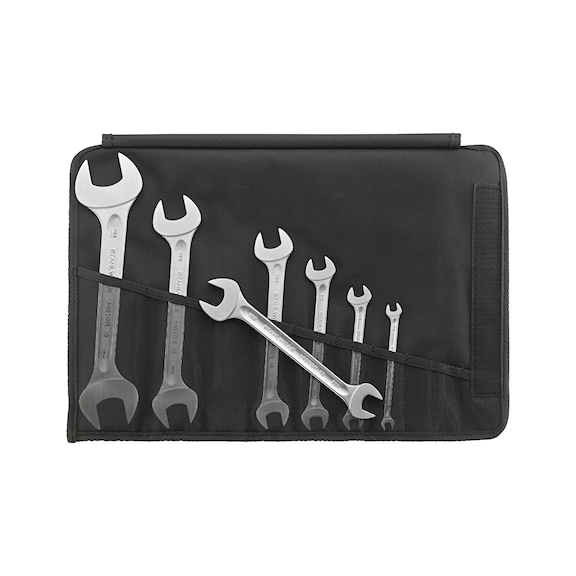 Double open-end wrench set, 7 pieces, in inches