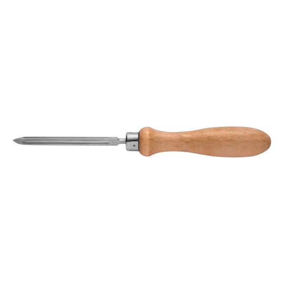 DICK 三角空心刮刀，65 mm，铬钒钢DIN 8350 C - 三角凹面刮刀，带木质手柄