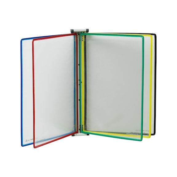 Wandsichttafelsystem magnetisch mit 5 Tafeln aus Stahlblech, RAL 7035 farbig - Wandsichttafelsystem