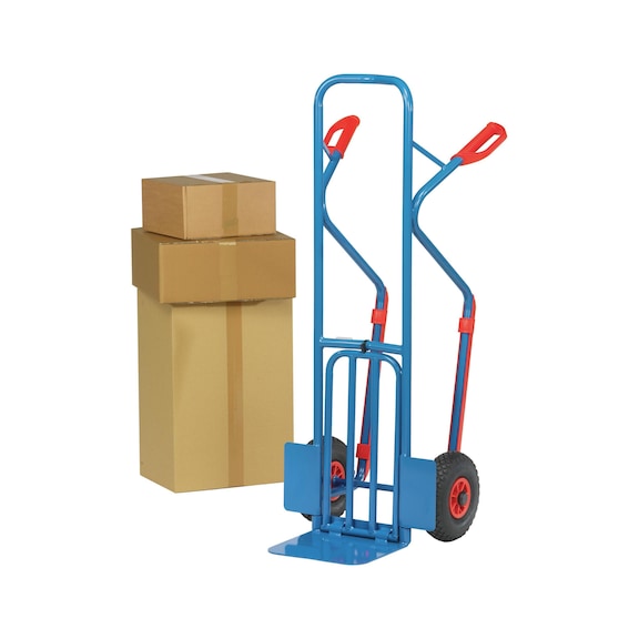 Sack truck with skids and folding shovel