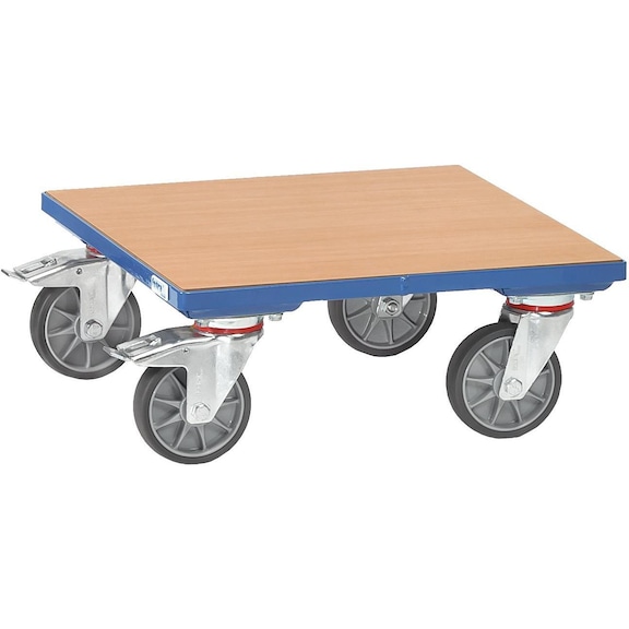 Crate dolly 1170, wooden base, load cap. 400 kg, load area 700 x 700 mm - Transport roller, engineered wood load area