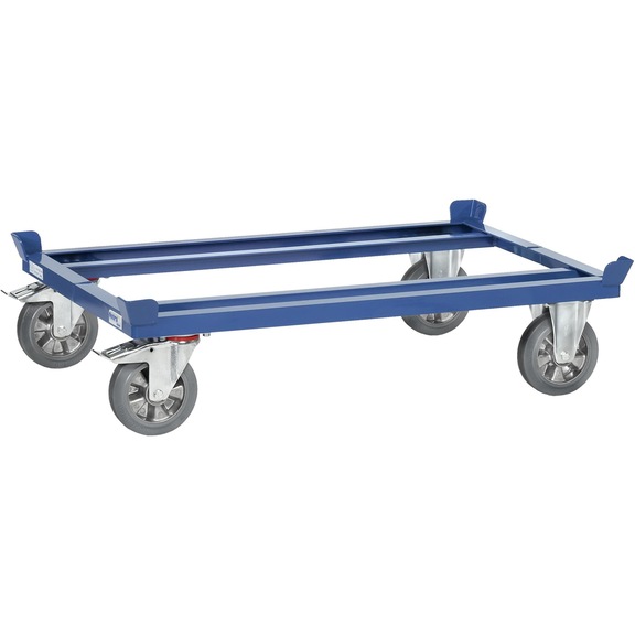Half-pallet trolley elastic tyres 810 x 610&nbsp;mm, load capacity 1200&nbsp;kg - Pallet trolley 800 x 600 mm