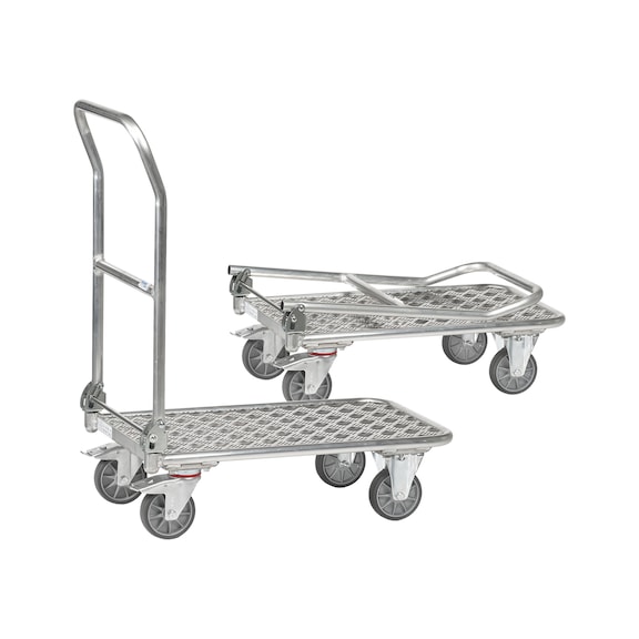 Aluminium platform trolley with push handle, folding