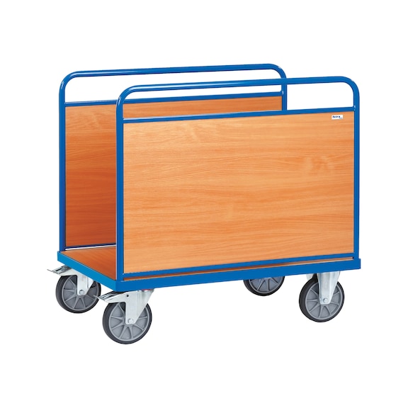 Carro para pacas 2541 con área de carga de 1000x600 mm, 500 kg - Carro de plataforma con 2 paredes longitudinales de madera