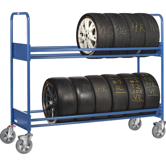 Tyre trolley with 2 levels