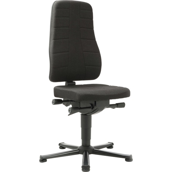 BIMOS ALL-IN-ONE Highline, base patín y tapizado de tela, negro - ALL-IN-ONE Highline swivel work chair with glide runners