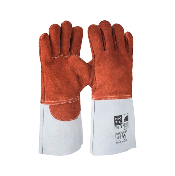 Guantes protectores para soldar de piel vuelta, resistente al calor, talla 10 - guantes de protección para soldador