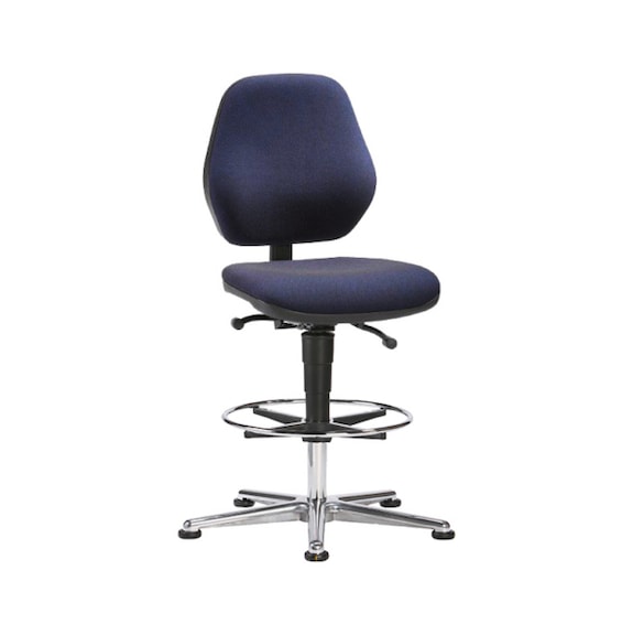 Prac.otočná židle BIMOS,ESD-Basic,s&nbsp;kluzáky a opěrkou pro nohy, modrá látka - Pracovní otočná židle ESD Basic s&nbsp;podlahovými kluzáky