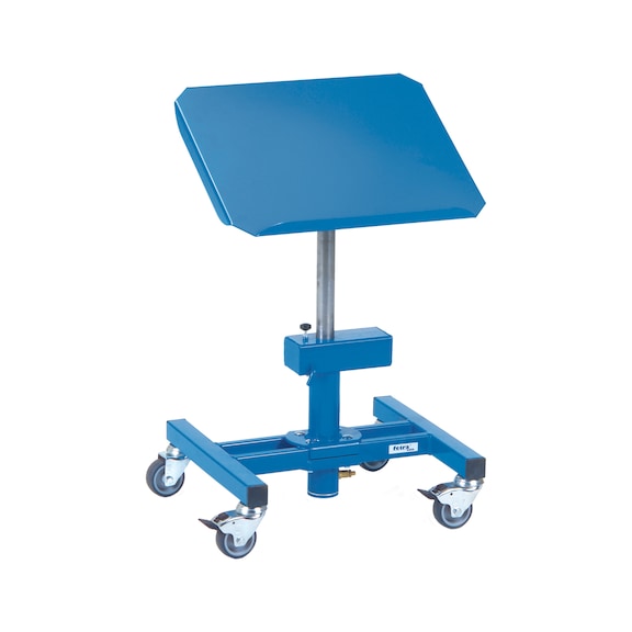 Height-adjustable material stands - continuously adjustable with pneumatic lowering damping