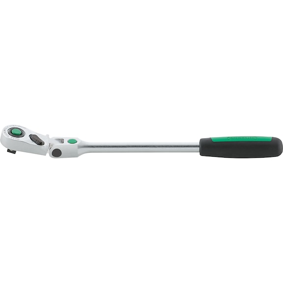 STAHLWILLE csuklós fejű racsnis kulcs, 3/8", DIN 3122, 300&nbsp;mm, gyorskioldó - Irányváltós racsni átkapcsoló karral és csuklós fejjel, 300 mm