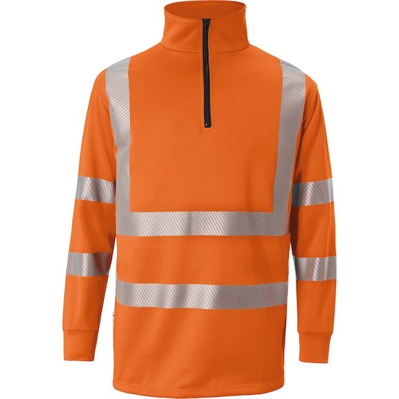 KÜBLER Reflectiq hi-vis zip-up sweatshirt fluorescent orange/anthracite size S - REFLECTIQ high-visibility zipped sweatshirt