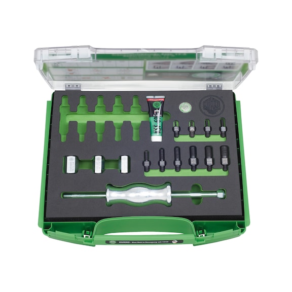 KUKKO key and stud extractor set - Puller set for parts with threaded drill holes, in case