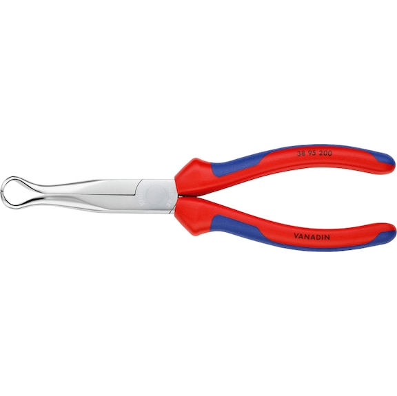 KNIPEX mechanic's pliers 200&nbsp;mm chrome-plated head 2-component handle 38 95 200 - Mechanic's pliers, ring-shaped bent jaws, with 2-component grip covers